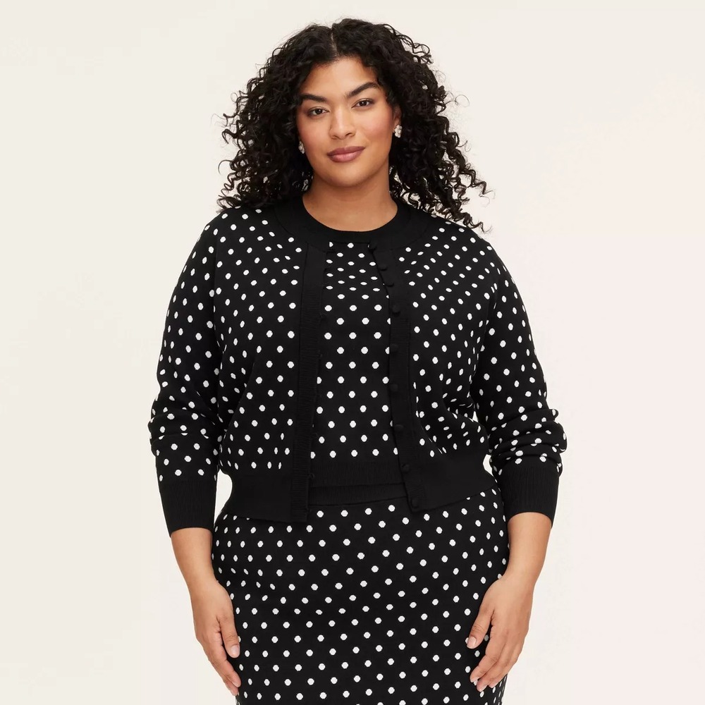 Kate Spade Target 4X Mini Polka Dot‎ Cardigan Sweater Long Sleeve 4XL Plus Large